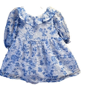 Wonder Nation Dress with underpants, 6-18 Months, Chiffon with blue floral. (T4)